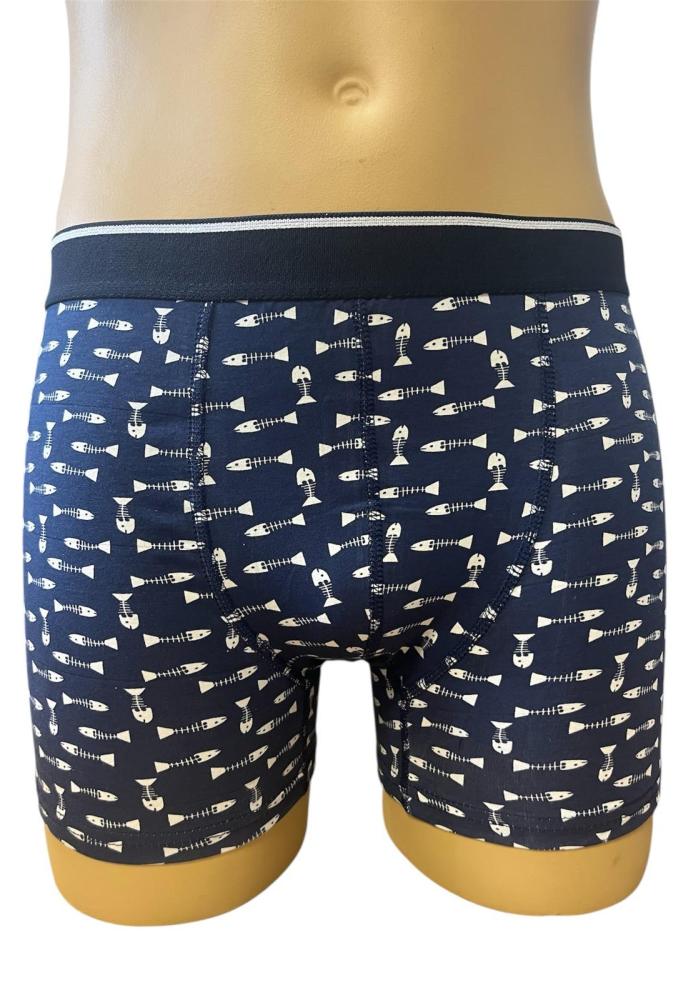 Boxeri de barbati veseli ,imprimeu peste ,culoare bleumarin ,En-gros